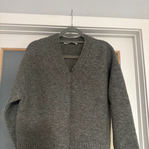 Zara Charcoal V-Neck Cozy Knit Sweater - Picture 5 of 9